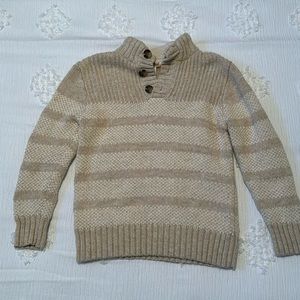 Cat & Jack Kids Size Small (6/7) Tan Sweater with Buttons on Collar